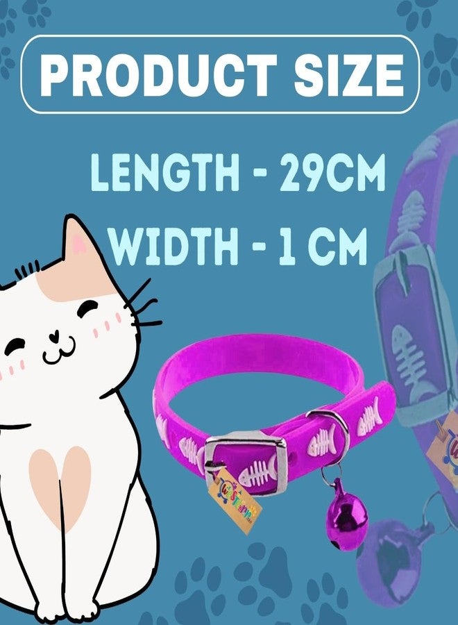 Western Era Multicolored Adjustable Rubber Silicone Cat Collar, Stylish Training Fusion, Redefining Feline Style, Rubber Cat Collar in a Vibrant Hued Silicone Cat Collar with Bell (Purple) - Image 5